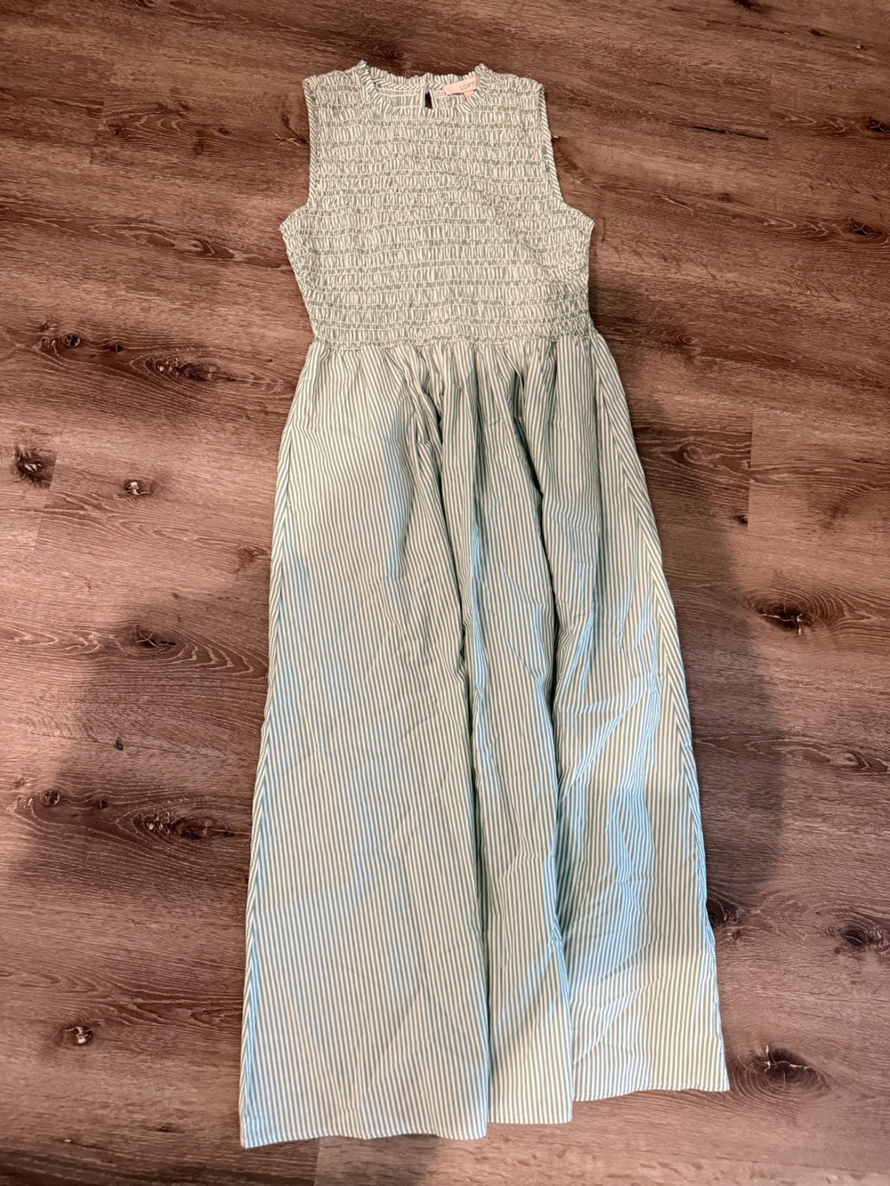 LOFT Mint Green Striped Smocked Maxi Skirt